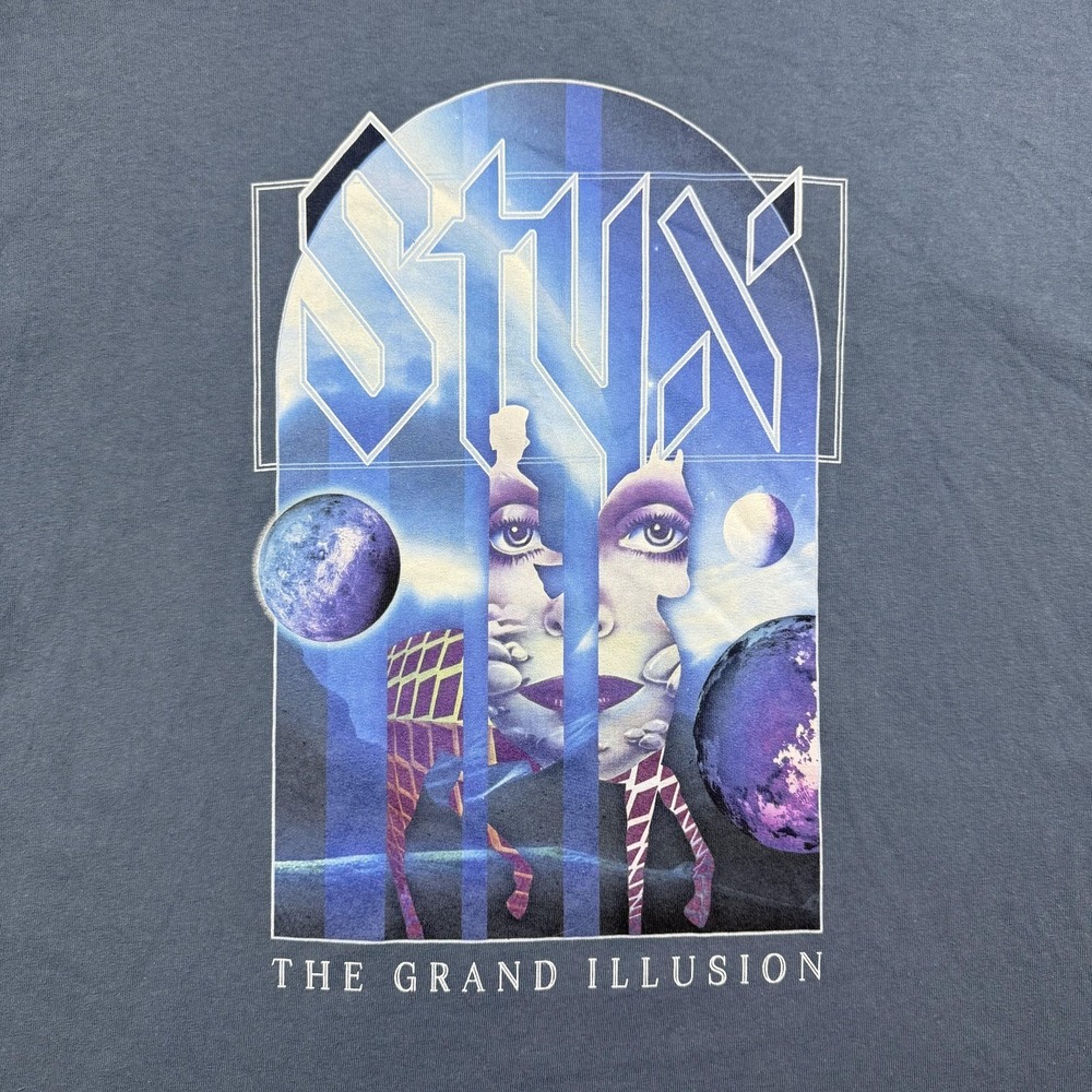 Styx Shirt Mens 3XL Blue The Grand Illusion Tour Graphic Tee‎ Delta Pro Weight